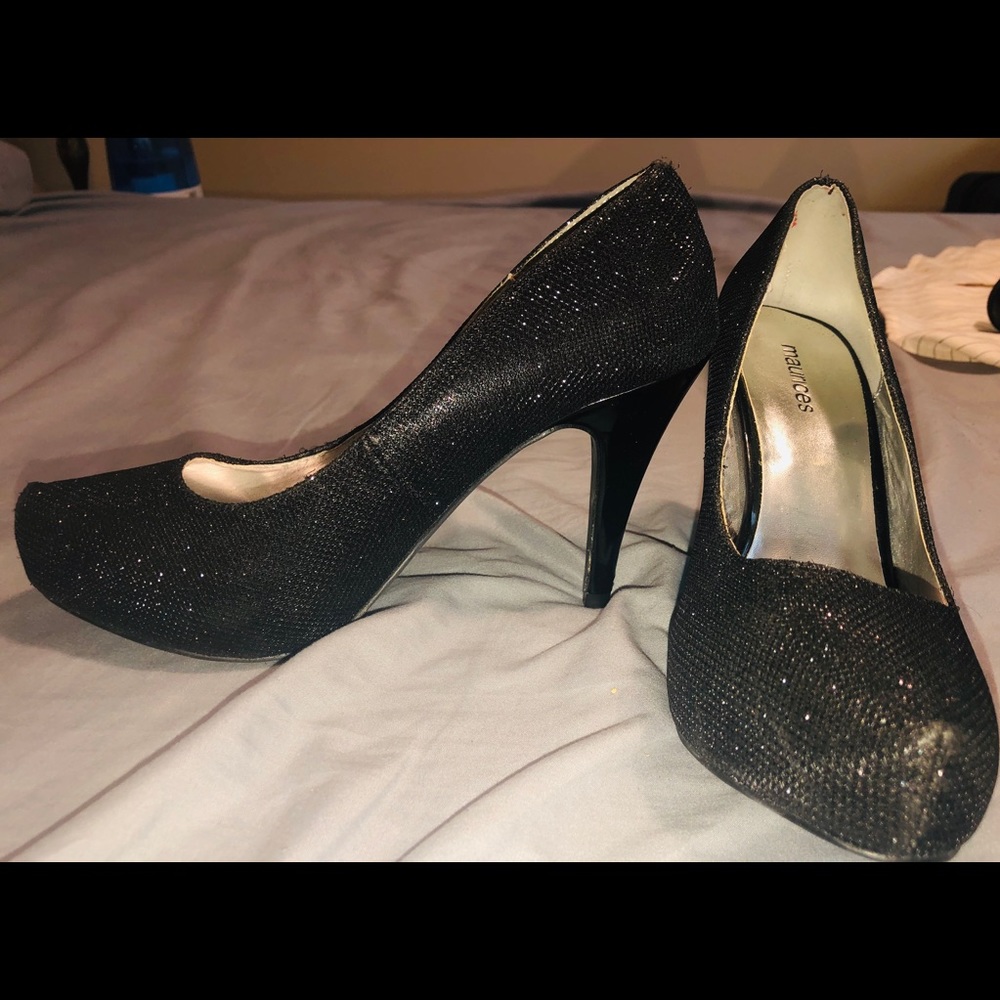 Black Silver Sparkle Heels